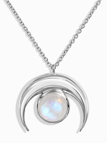 Colar Lua Crescente Pedra da Lua Prata 925