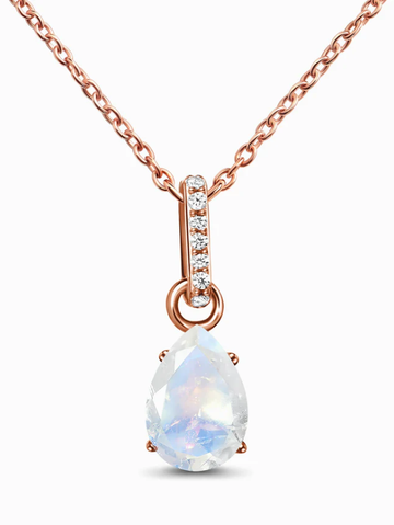 Colar Aurora Pedra da Lua Prata Banhado em Ouro Rose 18K
