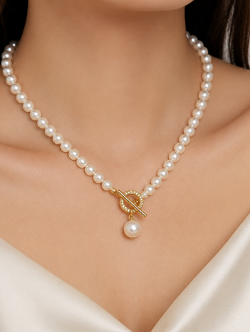 Colar Blanc Pérolas Genuínas Banhado em Ouro 18K