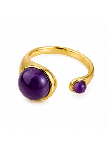 Anel Gaia Ametista Banhado a Ouro 18K