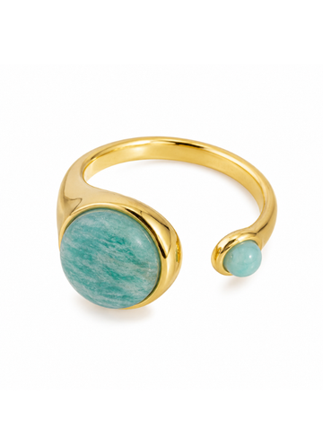 Anel Gaia Amazonite Banhado a Ouro 18K