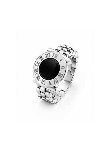 Anel Algarismo Onix Negro Prata