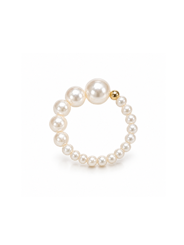 Anel Cascade Pérolas Prata 925 Banhado em Ouro 18K
