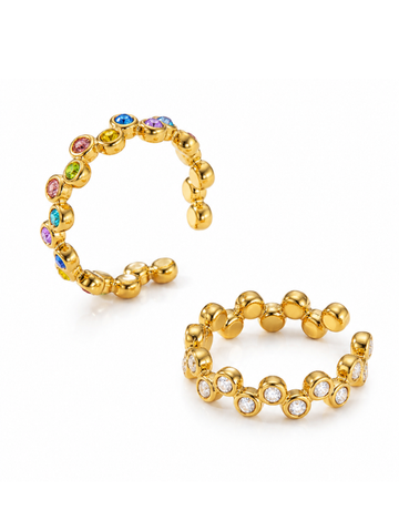 Kit Anel Duo Cosmos Zircônia Banhado em Ouro 18K