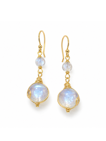Brinco Selene Pedra da Lua Banhado em Ouro 18k
