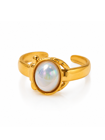 Anel Orion Pedra da Lua Banhado a Ouro 18K