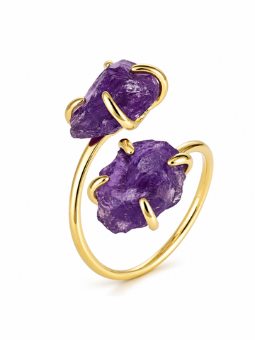 Anel Origem Ametista Banhado em Ouro 18k