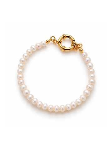 Pulseira Blanc Pérolas Genuínas Banhado em Ouro 18K
