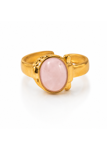 Anel Orion Rosa Quartzo Banhado a Ouro 18K