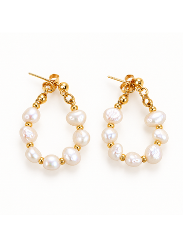 Brinco Lumière Pérola Natural Prata 925 Banhado em Ouro 18K