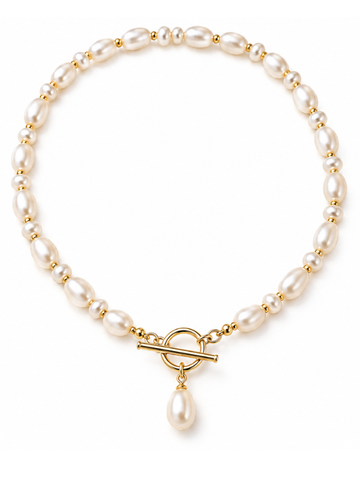 Colar Elegance Pérolas Genuínas Banhado em Ouro 18K