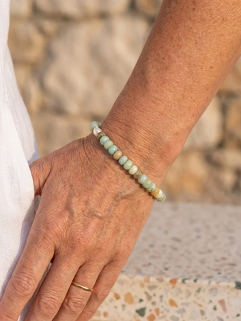 Bracelete Pacífico Amazonita Banhado em Ouro 18K