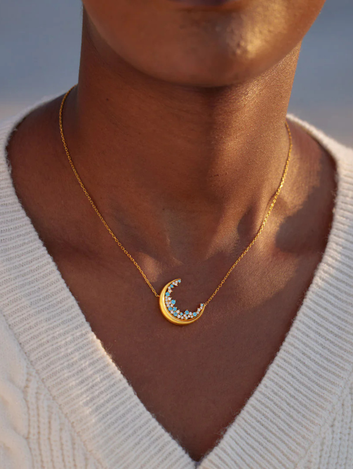 Colar Noite Estrelada Prata Banhado em Ouro 18K