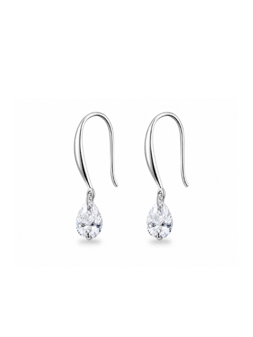 Brinco Cristal Zircônia Gota - Prata
