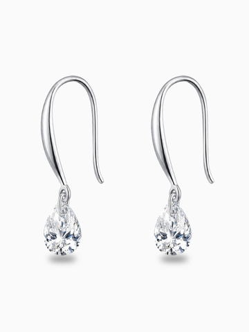 Brinco Cristal Zircônia Gota - Prata