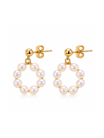 Brinco Perle Pérola Natural Banhado em Ouro 18K