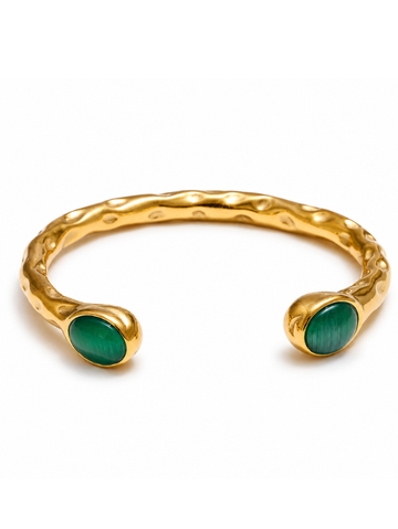 Bracelete Uno Pedra da Jade Banhado em Ouro 18K